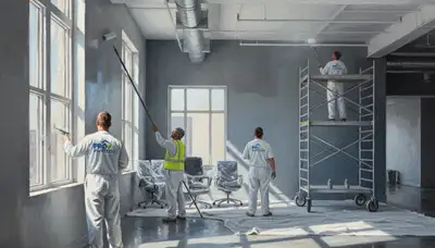 Charlotte, NC commercial painting crew applying durable exterior coatings to a business property