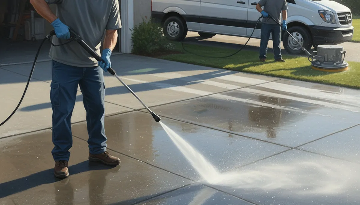 Concrete pressure cleaning service in Charlotte, NC for driveways, patios, and walkways