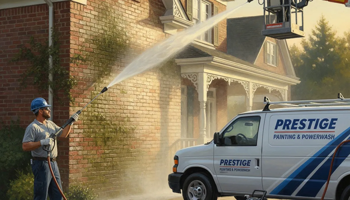 Pressure cleaning service in Charlotte, NC for exterior homes, removing pollen, mold, and grime