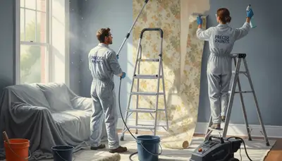Charlotte, NC wallpaper removal service by Charlotte Paint Pros preparing walls for painting